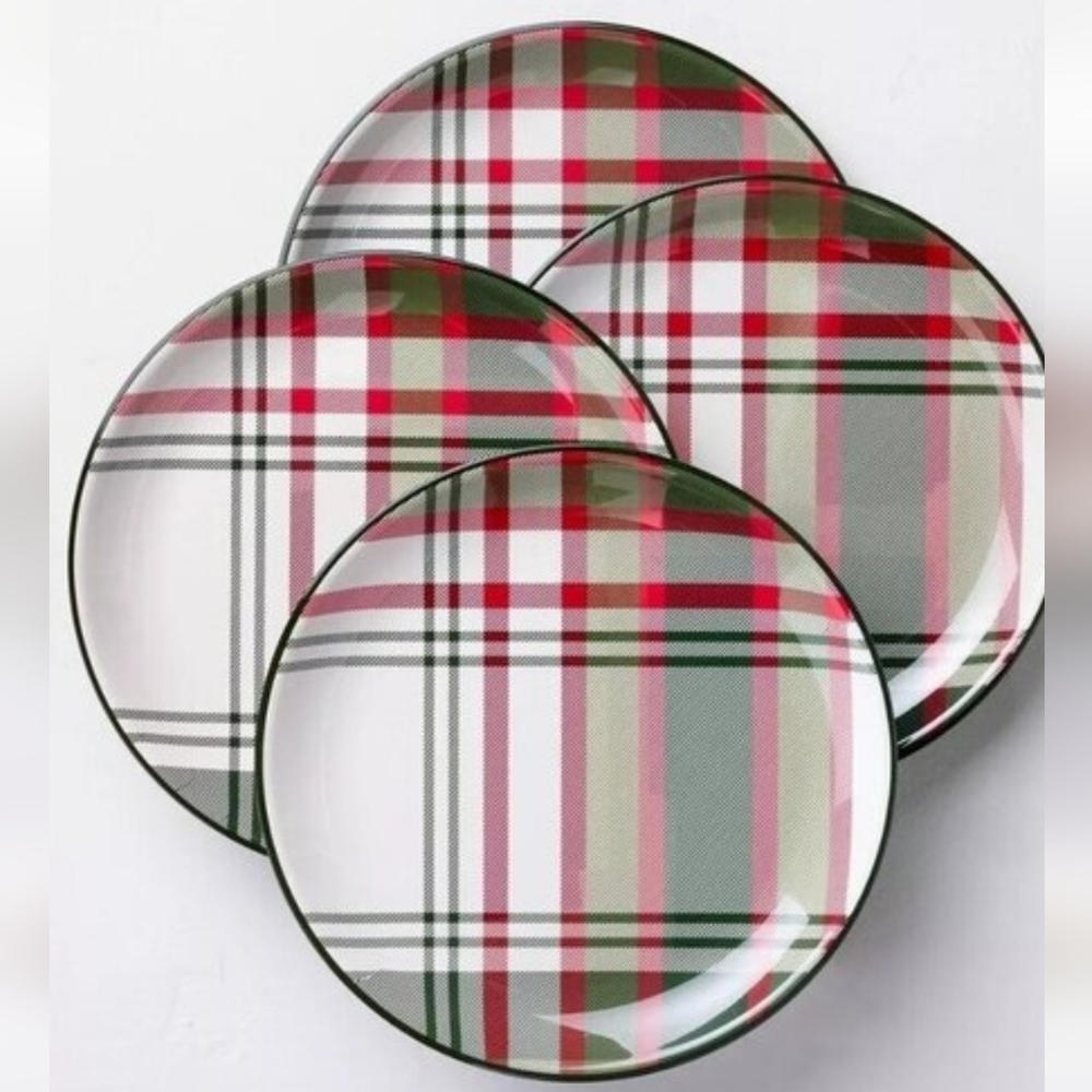 Hearth & Hand Plaid Melamine Set Of 4 10.5in. Dinner Plates